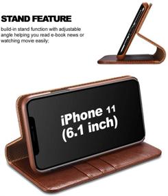 img 1 attached to 📱 iCarerCase iPhone 11 Wallet Case: Folio Flip Magnetic PU Leather Cover with Kickstand and Credit Card Slots for iPhone 11 6.1 inch 2019 - Brown