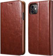 📱 icarercase iphone 11 wallet case: folio flip magnetic pu leather cover with kickstand and credit card slots for iphone 11 6.1 inch 2019 - brown logo