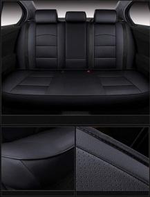 img 1 attached to 🚘 OASIS AUTO 2016-2021 Pilot Custom Fit Black PU Leather Seat Cover for Honda Pilot 2nd Row Bench Seat