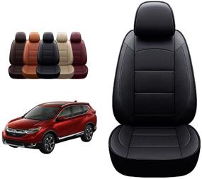 img 4 attached to 🚘 OASIS AUTO 2016-2021 Pilot Custom Fit Black PU Leather Seat Cover for Honda Pilot 2nd Row Bench Seat