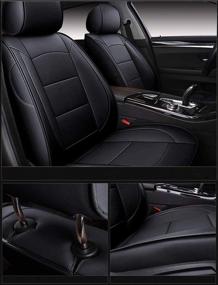 img 2 attached to 🚘 OASIS AUTO 2016-2021 Pilot Custom Fit Black PU Leather Seat Cover for Honda Pilot 2nd Row Bench Seat