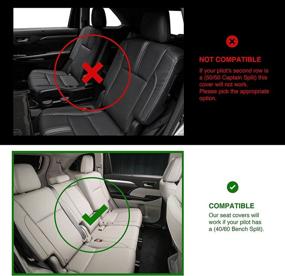 img 3 attached to 🚘 OASIS AUTO 2016-2021 Pilot Custom Fit Black PU Leather Seat Cover for Honda Pilot 2nd Row Bench Seat