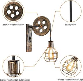 img 2 attached to 🏡 PUZHI HOME Cage Wall Sconces: Rustic Iron Wall Mount Fixtures for Farmhouse Style Living - Bronze