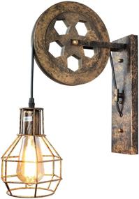 img 4 attached to 🏡 PUZHI HOME Cage Wall Sconces: Rustic Iron Wall Mount Fixtures for Farmhouse Style Living - Bronze