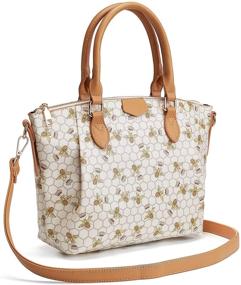 img 4 attached to 👜 Women's Double Top Handle Designer Handbag with Spacious Inner Pockets, Detachable Shoulder Strap