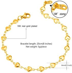 img 1 attached to 🔒 Dainty Stainless Steel U7 Heart Charm Bracelet with Custom Initials - Adjustable Length 7-10 Inch for Women and Girls