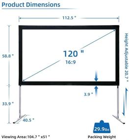 img 2 attached to 🎥 Adjustable Legs SCREENPRO Projector Screen (Max 20.7") - 120" Portable Outdoor Fast-Folding Movie Screen HD Ultra 4K with Carry Bag for Indoor/Outdoor,Home Theater Camping or Family Trips