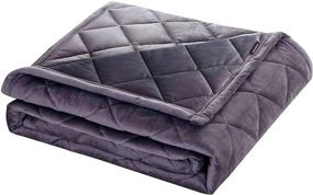 img 3 attached to MANLINAR Soft Plush Weighted Blanket, Adult 15lbs Minky Weighted Blankets, Diamond Quilted Fleece Weighted Throw, Fuzzy Heavy Blanket, Twin/Full Size Bed Couch, Machine Washable, Grey