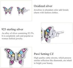 img 2 attached to 🦋 Hypoallergenic Butterfly Stud Earrings for Girls Kids | S925 Sterling Silver | 5A Cubic Zirconia | Cute Earring | Christmas Gifts for Girls & Teenage