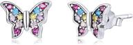 🦋 hypoallergenic butterfly stud earrings for girls kids | s925 sterling silver | 5a cubic zirconia | cute earring | christmas gifts for girls & teenage logo