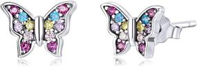 img 4 attached to 🦋 Hypoallergenic Butterfly Stud Earrings for Girls Kids | S925 Sterling Silver | 5A Cubic Zirconia | Cute Earring | Christmas Gifts for Girls & Teenage