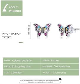 img 3 attached to 🦋 Hypoallergenic Butterfly Stud Earrings for Girls Kids | S925 Sterling Silver | 5A Cubic Zirconia | Cute Earring | Christmas Gifts for Girls & Teenage