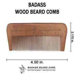 img 1 attached to 🪥 Wood Beard Comb for Men by Badass Beard Care - Fine Tooth, Anti-Static