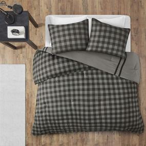 img 1 attached to 🐃 Ultra-Soft Reversible Buffalo Check Comforter Set - Full/Queen, Gray