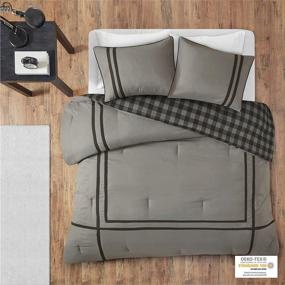 img 2 attached to 🐃 Ultra-Soft Reversible Buffalo Check Comforter Set - Full/Queen, Gray