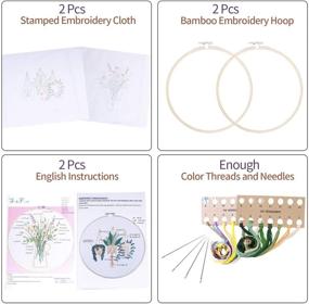 img 3 attached to 🧵 2 Sets of Embroidery Kits: Complete Starter Kit with Patterns and Tools for Beginners - Includes Fabric, Hoop, Thread & Tools