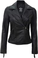 women's black genuine leather jackets - fashionable women's clothing logo