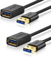 🔌 ugreen 2 pack usb extension cable - usb 3.0 extender cord (type a male to a female) for playstation, xbox, usb flash drive, card reader, hard drive, keyboard, printer, scanner, and camera - 3ft logo