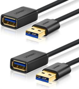 img 4 attached to 🔌 UGREEN 2 Pack USB Extension Cable - USB 3.0 Extender Cord (Type A Male to A Female) for Playstation, Xbox, USB Flash Drive, Card Reader, Hard Drive, Keyboard, Printer, Scanner, and Camera - 3ft