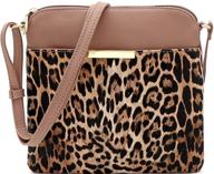 vegan leather leopard print crossbody bag with tassel accent and multiple pockets - small to medium size logo