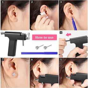 img 2 attached to 👂 Complete 158-Piece Ear Piercing Kit with Disposable Tool - Black Stud Earrings for Women and Girls