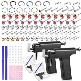 img 4 attached to 👂 Complete 158-Piece Ear Piercing Kit with Disposable Tool - Black Stud Earrings for Women and Girls