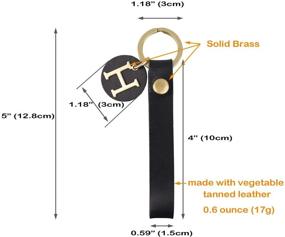 img 1 attached to Richbud Brass Initial Letter Leather Keychain Capital Alphbet Key Ring Black Label (C)