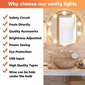 img 1 attached to 💄 Enhance Your Makeup Lighting with Wall Mount Hollywood Style Vanity Mirror Lights - Adjustable and Dimmable LED Bulbs with 10 Pink Vanity Lights - Perfect for Dressing Room and Bathroom