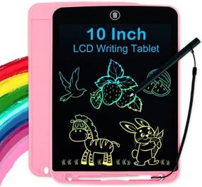 img 4 attached to 🎨 Girls LCD Writing Tablet for Kids 10 Inch, Colorful Doodle Board with Lock Function, Erasable Reusable Drawing Pad, Educational Girls Toys for Ages 3-6