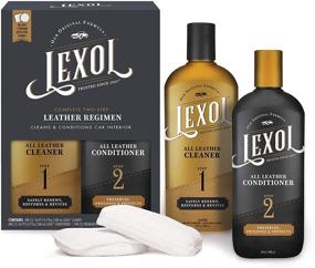 img 4 attached to Lexol Leather Care Kit: Conditioning and Cleaning Formula for Car Leather, Furniture, Shoes, Bags, and Accessories; Trusted Leather Care Brand Since 1933; Quick and Easy 2-Step Regimen with 16.9 oz Bottles and 2 Sponges