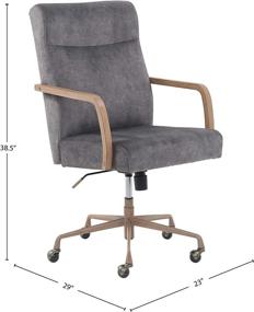 img 1 attached to 🪑 Stone & Beam Velvet Height-Adjustable Office Chair with Caster Wheels - Stylish Gray Design on Amazon