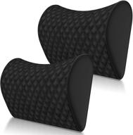 🚗 luxxe car headrest pillow - set of 2 soft ergonomic memory foam cushions with leather cover and adjustable strap - providing head, neck, and cervical back seat support for better driving, gaming, and office chair comfort logo