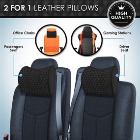 img 3 attached to 🚗 LUXXE Car Headrest Pillow - Set of 2 Soft Ergonomic Memory Foam Cushions with Leather Cover and Adjustable Strap - Providing Head, Neck, and Cervical Back Seat Support for Better Driving, Gaming, and Office Chair Comfort