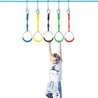 💪 swing gymnastic rings: ninja warrior monkey climbing ring set - outdoor backyard playground equipment for ninja line, slackline, obstacle course - available in 5 vibrant colors логотип