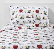 🛏️ flannel cotton holiday snowflakes sheet set with peanuts snoopy, woodstock, and charlie brown - 3 pc twin size in bag logo