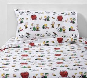 img 2 attached to 🛏️ Flannel Cotton Holiday Snowflakes Sheet Set with Peanuts Snoopy, Woodstock, and Charlie Brown - 3 pc Twin Size in Bag