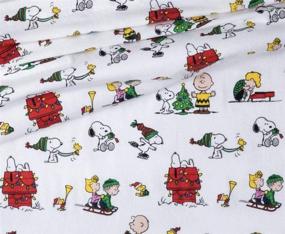 img 1 attached to 🛏️ Flannel Cotton Holiday Snowflakes Sheet Set with Peanuts Snoopy, Woodstock, and Charlie Brown - 3 pc Twin Size in Bag