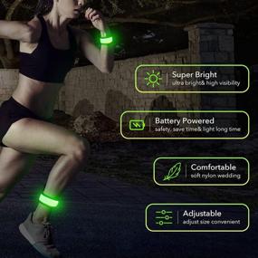 img 3 attached to 🏃 Ezer Light Up LED Armbands for Running - Stay Visible and Safe with Reflective Gear Flashing LED Wristbands: 2 Pack Safety Lights for Cycling, Jogging, Walking