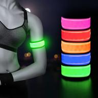 🏃 ezer light up led armbands for running - stay visible and safe with reflective gear flashing led wristbands: 2 pack safety lights for cycling, jogging, walking логотип