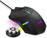 redragon centrophorus 7200 dpi rgb gaming mouse - programmable 7 button wired mouse with macro recording, weight tuning set, and backlit ergonomic design for windows pc (black) logo