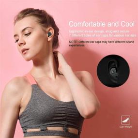 img 2 attached to 🎧 Latest 2021 Upgrade: True Wireless Earbuds Bluetooth 5.0 Headphones, Enhanced Bass HD Sound, Sweatproof, CVC8.0 Noise Cancelling Mic, Wireless Earphones for iPhone/Android