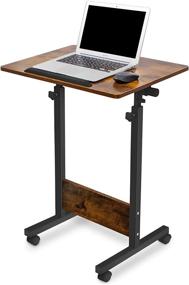 img 4 attached to 🖥️ KOUPA Height Adjustable Mobile Standing Desk: Compact & Stylish Rustic Brown Desk for Effortless Work from Home Experience