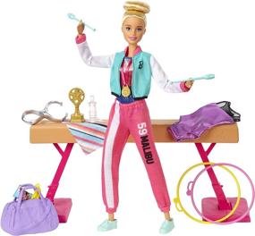 img 4 attached to 🤸 Sparkle and Spin with Barbie Gymnastics Playset featuring Twirling Accessories
