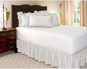 img 1 attached to 🛏️ KP Linen Premium Queen Size Bed Skirt with Split Corners - 18 Inch Drop and 400 Thread Count Microfiber - Wrinkle Free Ruffled Gathered Dust Ruffle - White Solid Color