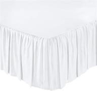 🛏️ kp linen premium queen size bed skirt with split corners - 18 inch drop and 400 thread count microfiber - wrinkle free ruffled gathered dust ruffle - white solid color logo