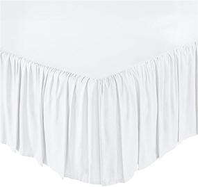 img 4 attached to 🛏️ KP Linen Premium Queen Size Bed Skirt with Split Corners - 18 Inch Drop and 400 Thread Count Microfiber - Wrinkle Free Ruffled Gathered Dust Ruffle - White Solid Color