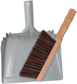 img 4 attached to 🧹 Huibot Metal Dust Pan and Brush Set - Soft Bristle Wooden Broom - Heavy Duty Pan - Portable Size