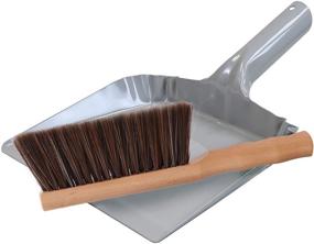 img 3 attached to 🧹 Huibot Metal Dust Pan and Brush Set - Soft Bristle Wooden Broom - Heavy Duty Pan - Portable Size