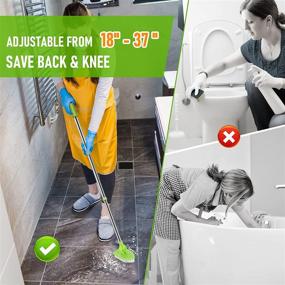 img 2 attached to 🧽 2-in-1 Extendable Scrub Cleaning Brush with Long Handle - Ideal for Tub, Tile, and Floors - Adjustable Kitchen Brush for Bathroom & Shower - Includes 3 Sponge Brushes & 1 Stiff Bristle Brush
