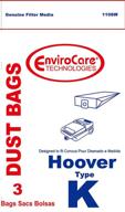 🧹 hoover type k canister replacement dust bags - envirocare 3 pack for vacuum cleaners логотип